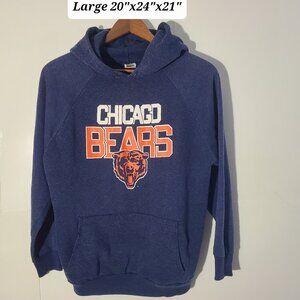 Vintage 80s Chicago Bears NFL Large Blue Hoodie Made in USA